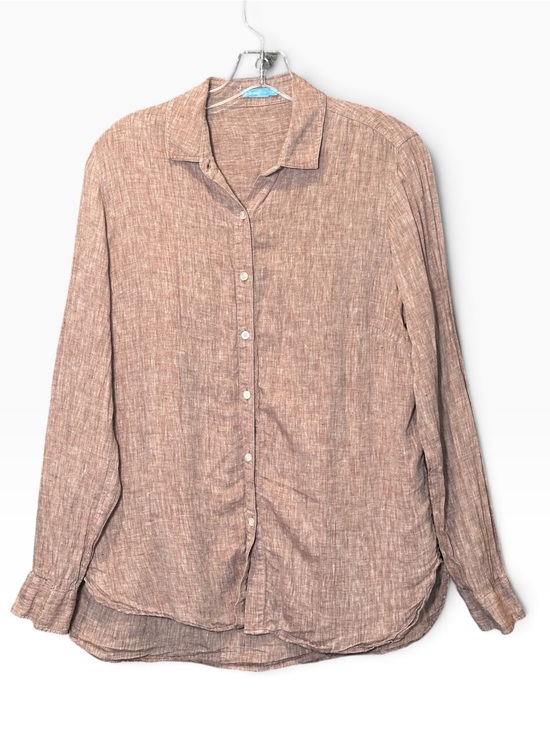J Mclaughlin Tops - J McLaughlin Women's M 100% Linen Button Front Shirt Blouse Long Sleeve Salmon